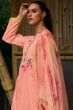 Peach Cotton Printed Kurta Set