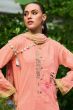 Peach Cotton Printed Kurta Set