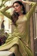Olive Green Resham Embroidered Palazzo Suit 