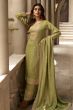 Olive Green Resham Embroidered Palazzo Suit 