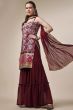 Maroon Georgette Sequins Embroidered Sharara Suit