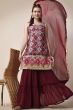 Maroon Georgette Sequins Embroidered Sharara Suit