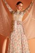 Cream Beige Floral Printed Anarkali Suit