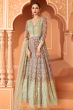 Light Olive Floral Printed Anarkali Suit