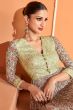 Light Olive Floral Printed Anarkali Suit