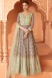 Light Olive Floral Printed Anarkali Suit