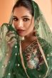 Dark Green Floral Printed Anarkali Suit