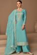 Turquoise Green Straight Cut Palazzo Suit