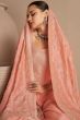 Peach Straight Cut Palazzo Suit