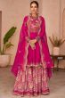 Magenta Pink Georgette Salwar Kameez With Thread Work