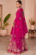 Magenta Pink Georgette Salwar Kameez With Thread Work