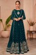 Teal Blue Embroidered Anarkali Suit
