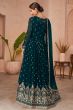 Teal Blue Embroidered Anarkali Suit