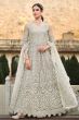 Grey Sequins Embroidered Net Floor Length Anarkali Suit