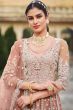 Peach Sequins Embroidered Net Floor Length Anarkali Suit