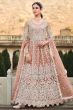 Peach Sequins Embroidered Net Floor Length Anarkali Suit
