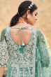 Light Cyan Sequins Embroidered Net Floor Length Anarkali Suit