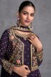 Dark Purple Georgette Sharara Suit in Jacket Style