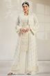 Off White Georgette Embroidered Palazzo Suit