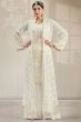 Off White Georgette Embroidered Palazzo Suit