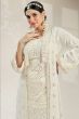 Off White Georgette Embroidered Palazzo Suit