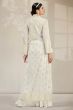 Off White Georgette Embroidered Palazzo Suit