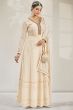 Cream Beige Embroidered Georgette Anarkali Suit