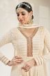 Cream Beige Embroidered Georgette Anarkali Suit