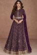 Dark Purple Georgette Embroidered Anarkali Suit