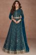 Peacock Blue Georgette Embroidered Anarkali Suit