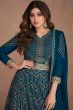 Peacock Blue Georgette Embroidered Anarkali Suit
