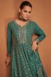 Teal Green Chinnon Sharara Suit