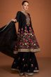 Black Chinnon Embroidered Sharara Suit 