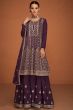 Dark Purple Chinnon Sharara Suit 