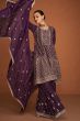 Dark Purple Chinnon Sharara Suit 