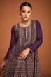 Dark Purple Chinnon Sharara Suit 