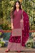 Cherry Red Zari Embroidered Georgette Palazzo Suit