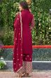 Cherry Red Zari Embroidered Georgette Palazzo Suit
