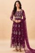 Purple Net Embroidered Anarkali Suit