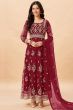 Maroon Net Embroidered Anarkali Suit 