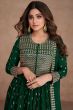 Dark Green Embroidered Georgette Anarkali Style Palazzo Suit