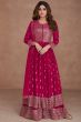 Pink Embroidered Georgette Anarkali Style Palazzo Suit