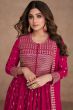 Pink Embroidered Georgette Anarkali Style Palazzo Suit