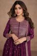 Purple Embroidered Georgette Anarkali Style Palazzo Suit