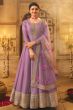 Lavender Embroidered Full Sleeve Silk Anarkali Suit