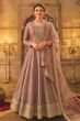 Mauve Embroidered Full Sleeve Silk Anarkali Suit