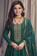 Teal Green Embroidered Georgette Silk Full Sleeve Anarkali Suit 
