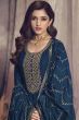 Blue Embroidered Full Sleeve Georgette Silk Anarkali Suit 