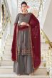 Grey Sharara Style Georgette Salwar Suit