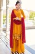 Mustard Yellow Sharara Style Georgette Salwar Suit